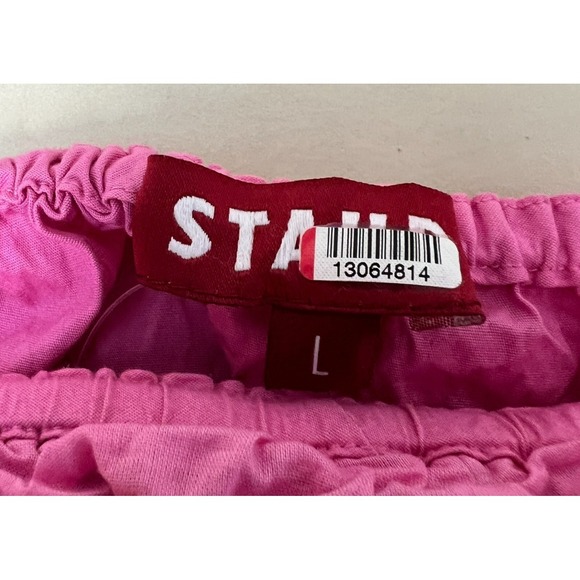 Straud Apfel Long Halter Dress Pink Cotton Open Back w/ Ties Full Skirt SZ  L - Picture 10 of 16